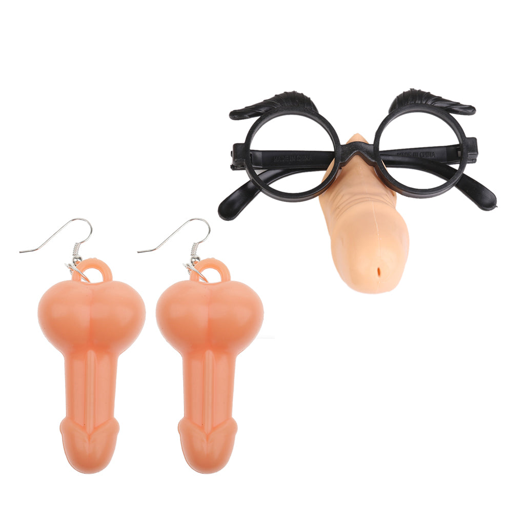 2 Pieces Funny Willy Shape Eye Glasses Earrings Hen Night Party Accessories