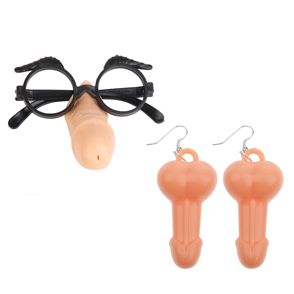 2 Pieces Funny Willy Shape Eye Glasses Earrings Hen Night Party Accessories