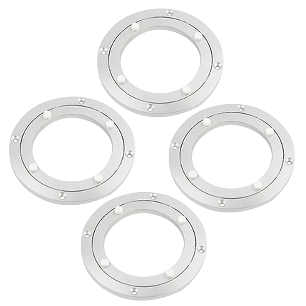 4 Aluminum Alloy Round Rotating Turntable Bearing Table Silver White 5.5inch