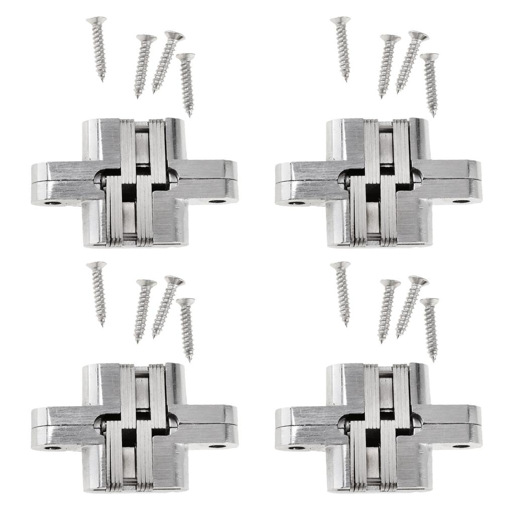 4 Heavy Duty Cross Hinge Invisible Folding Door Worktop Furniture Hinges