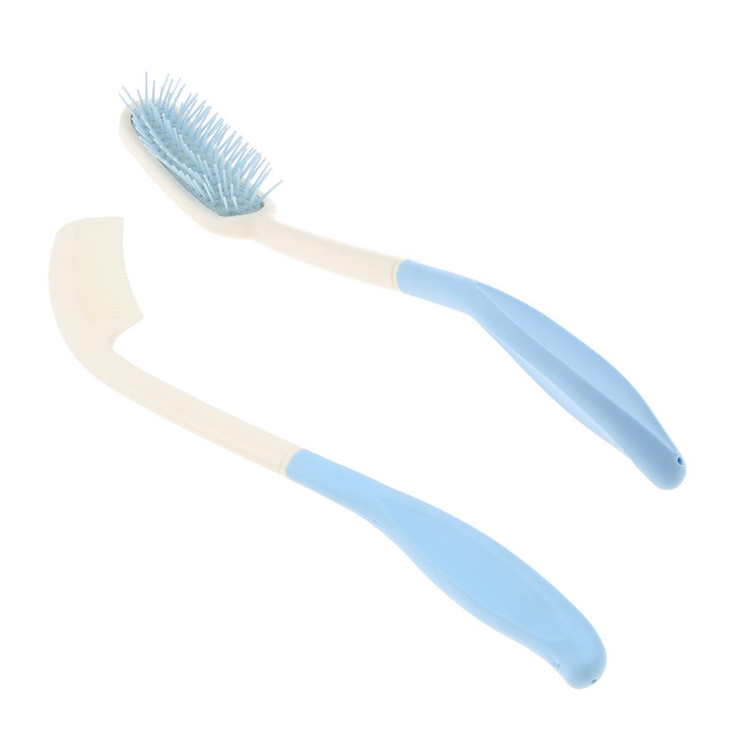 2x Long Reach Hairbrush Handled Brush Elder Arthritis Styling Scalp Massage