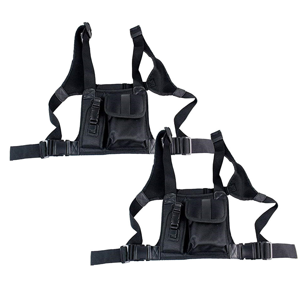 2x Radio Chest Harness Chest Front Pack Pouch Holster Vest Rig for Radio