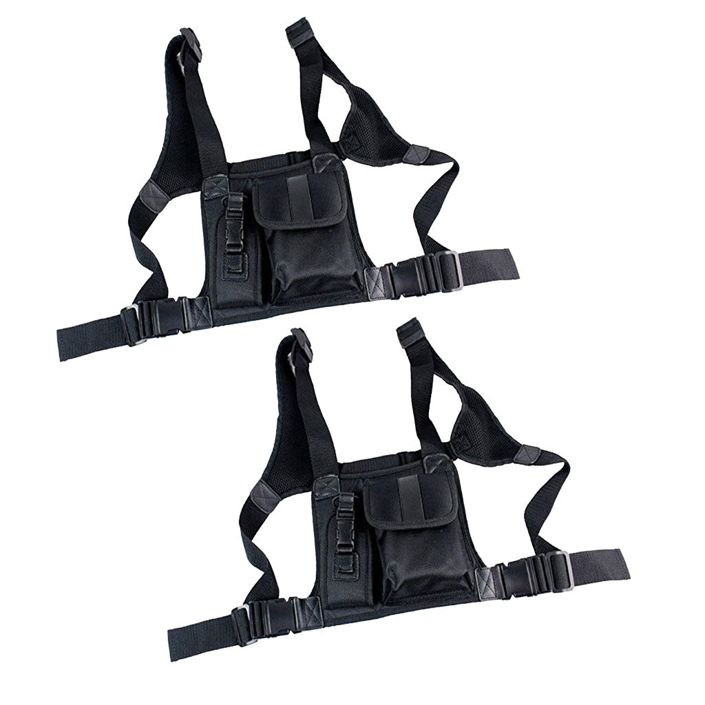 2x Radio Chest Harness Chest Front Pack Pouch Holster Vest Rig for Radio