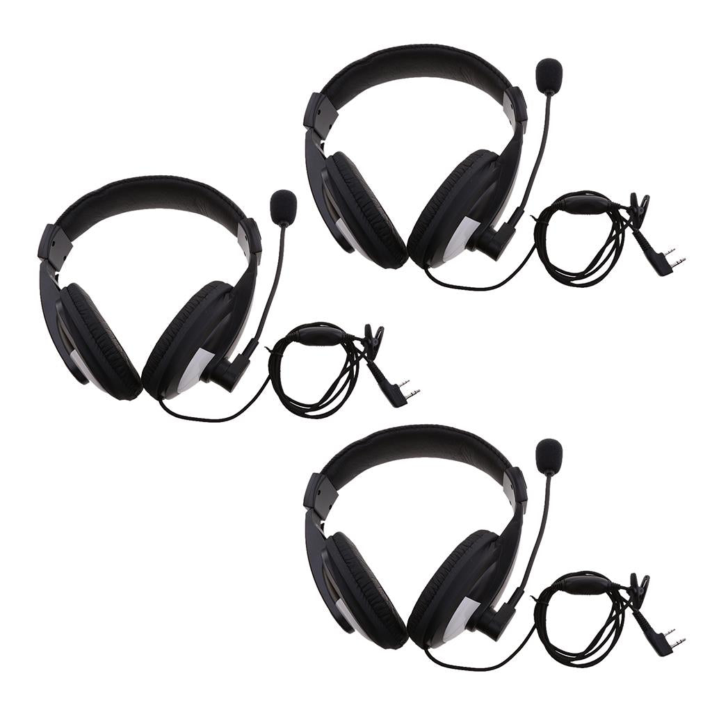 2 Pin Noise Cancelling Overhead Earpiece Headset w/ Mic for Two Way Radio