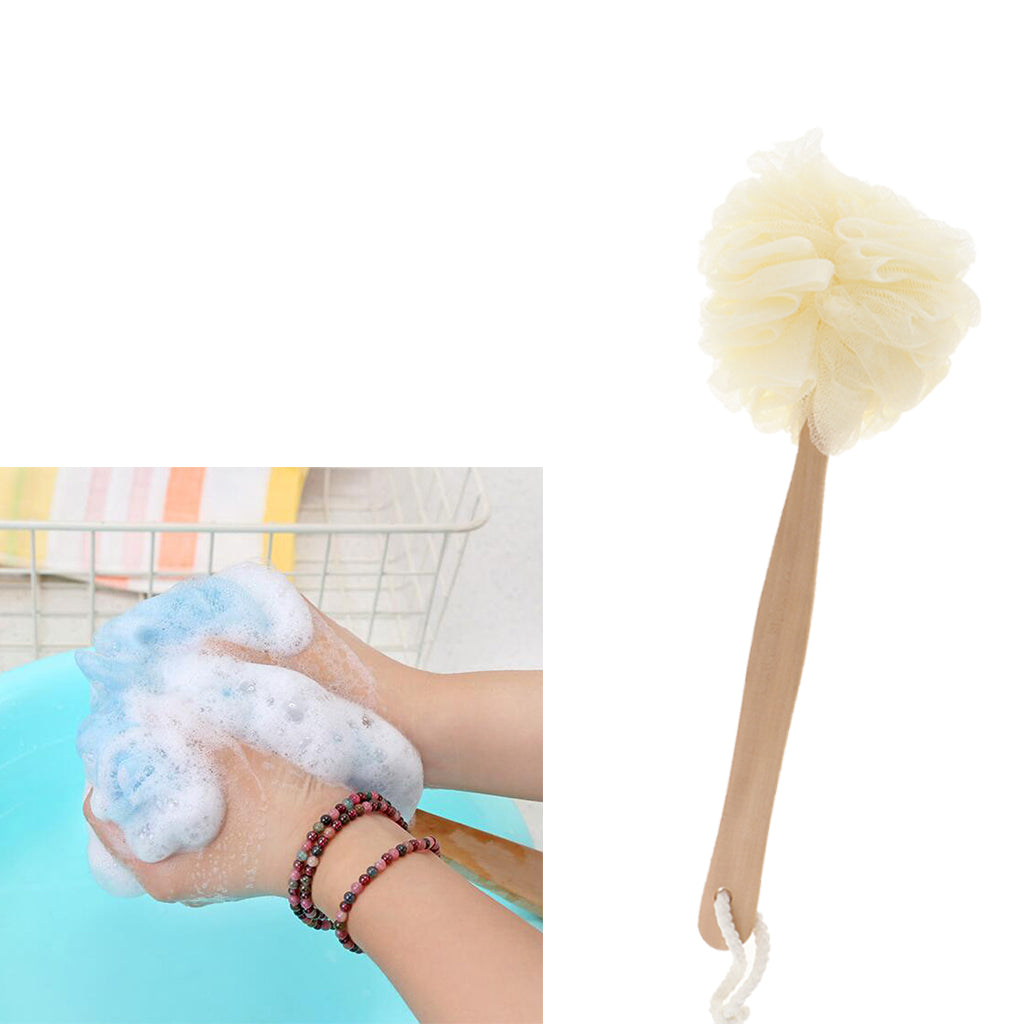 2 Pcs Long Handle Shower Puff Pouf Sponge Exfoliating Mesh Brush Scrubber