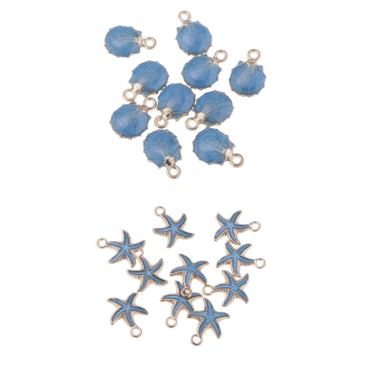 20pcs Starfish/Seashell Charms Beads Pendants for Bracelet Jewelry Making