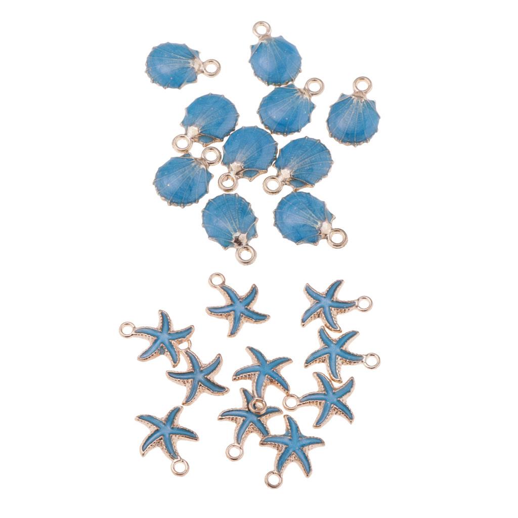20pcs Starfish/Seashell Charms Beads Pendants for Bracelet Jewelry Making