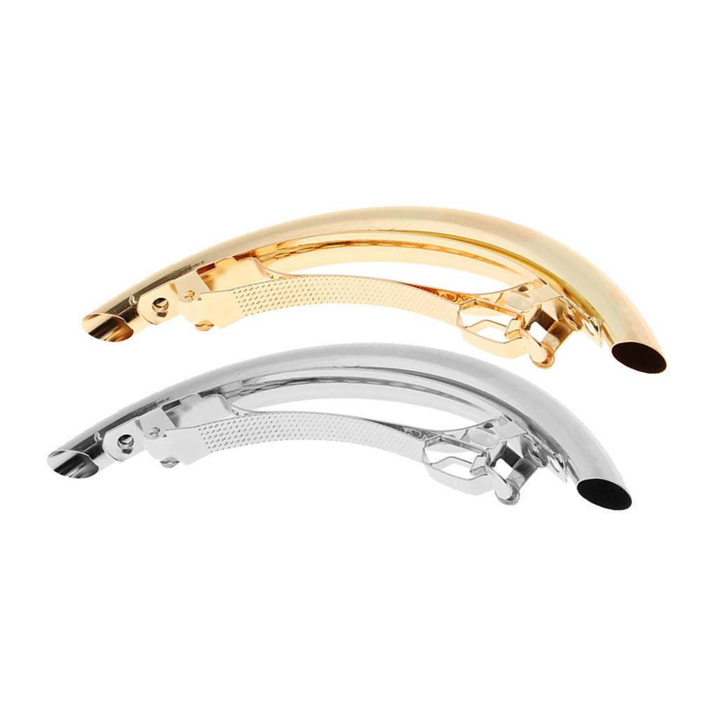 2 Pieces Automatic Tube French Barrette Large Hair Clip Pin Ponytail Holder