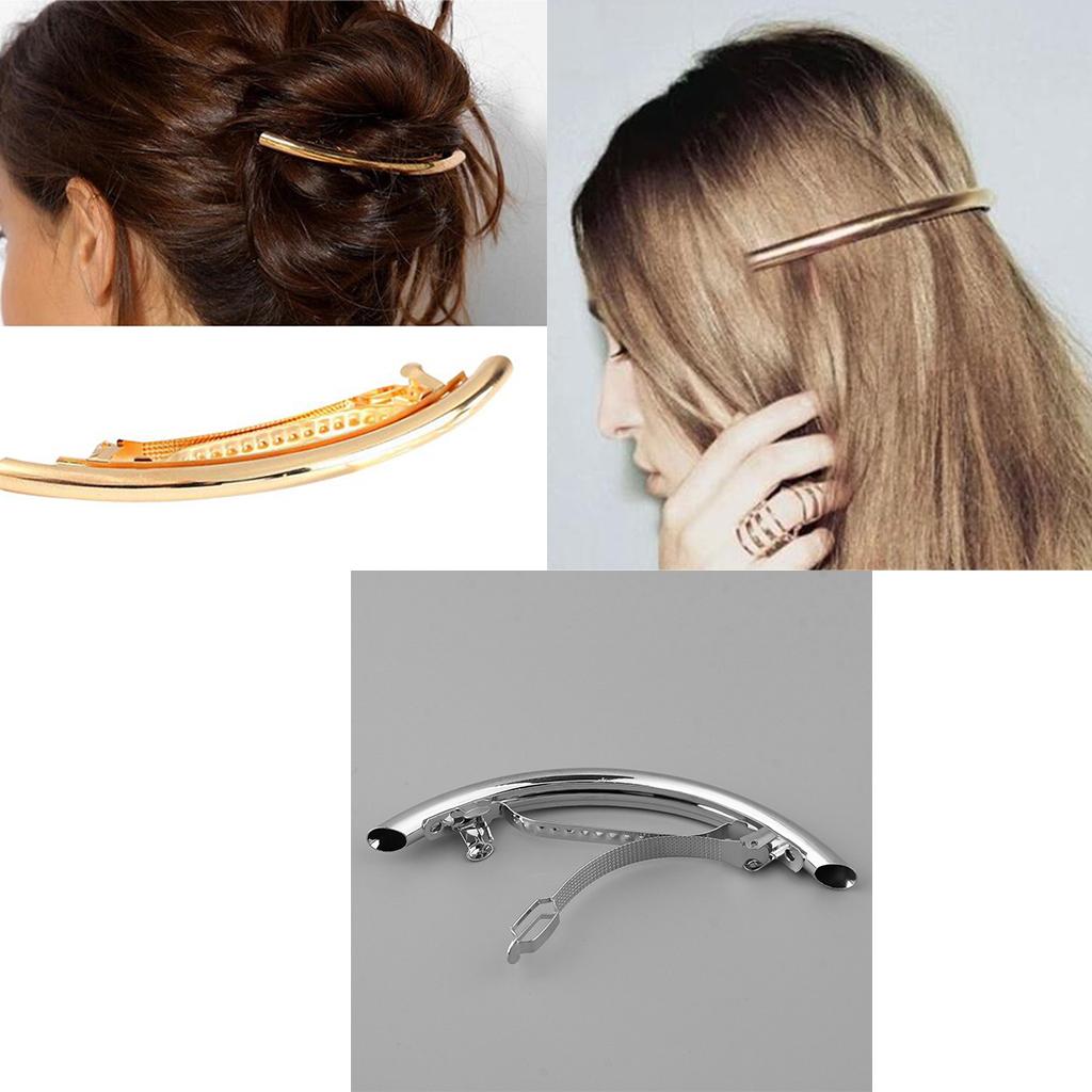 2 Pieces Automatic Tube French Barrette Large Hair Clip Pin Ponytail Holder