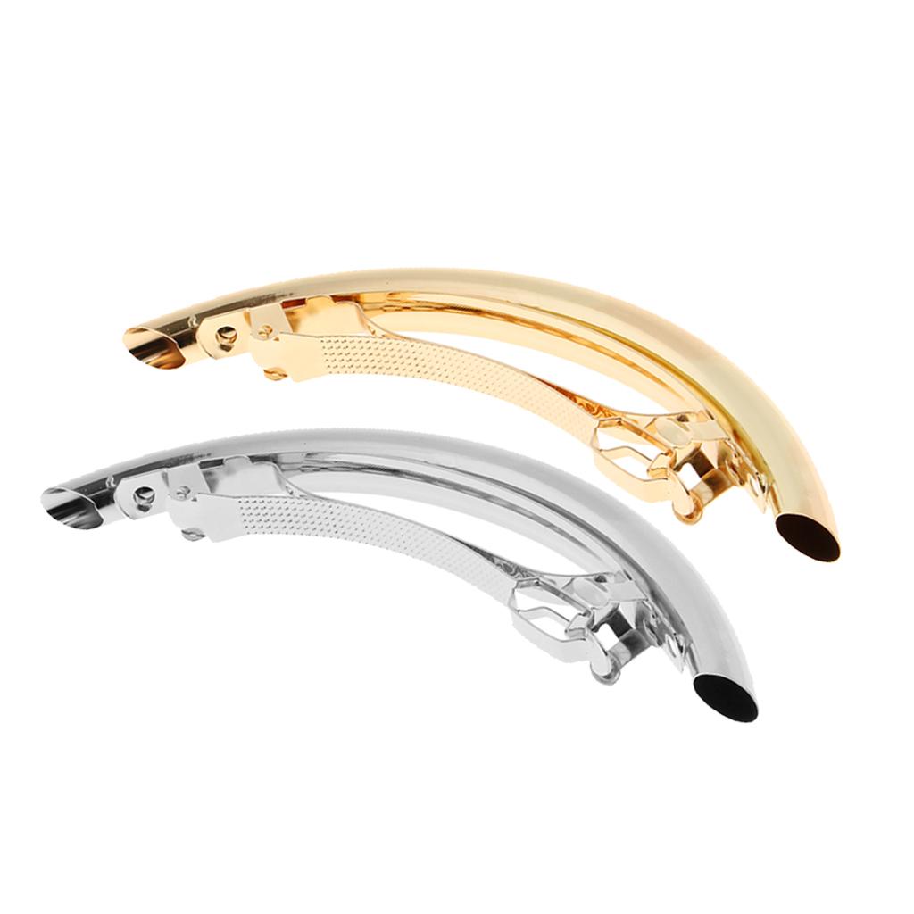 2 Pieces Automatic Tube French Barrette Large Hair Clip Pin Ponytail Holder