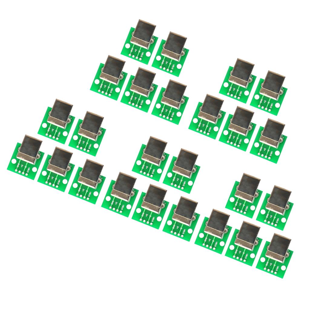 25Pieces USB Type B Female Breakout Board to DIP Converter Connector Adapter