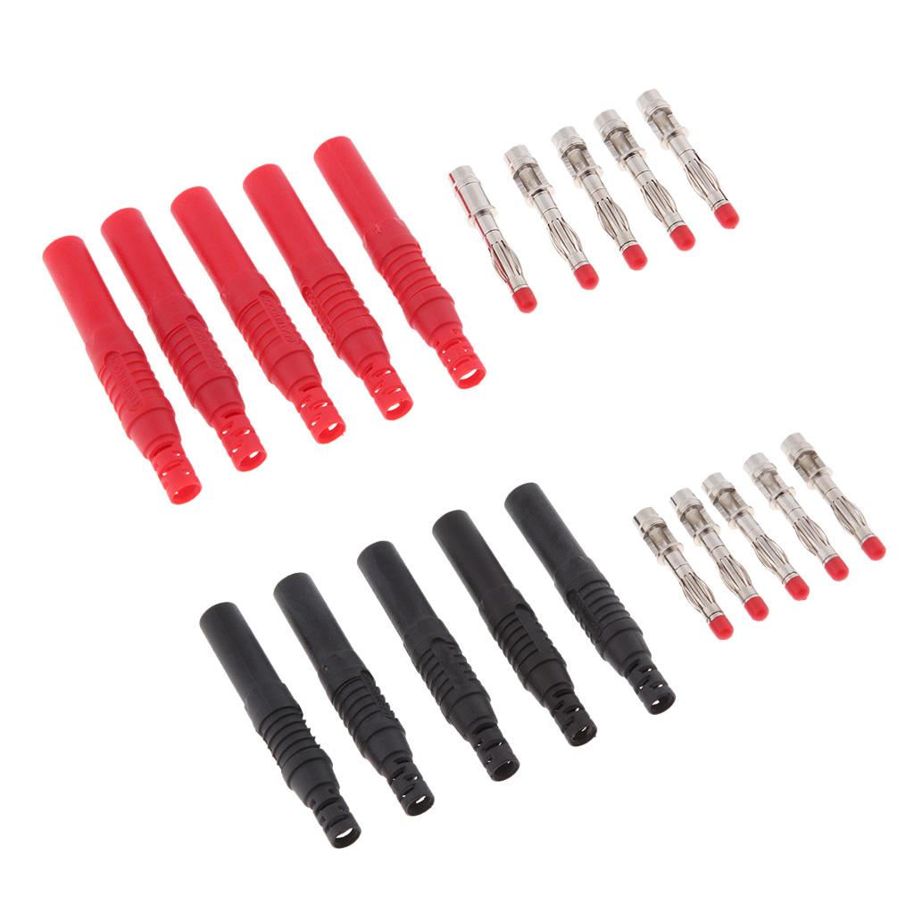 10Pcs 4mm Insulated Shrouded Banana Plug DIY Test Pen Probe Connectors
