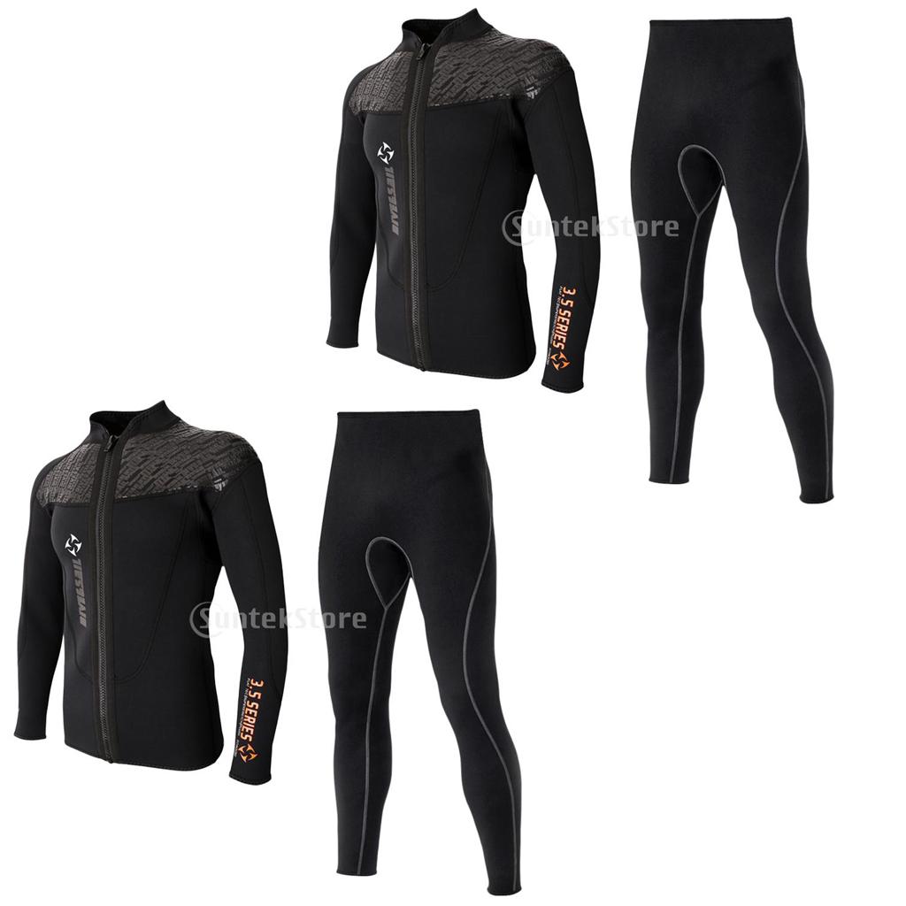 2 Set 3mm Neoprene Wetsuits Long Sleeve Front Zip Jacket Diving Suit Pants L