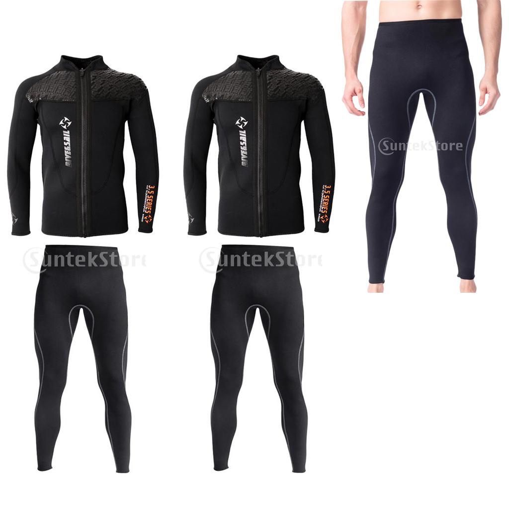 2 Set 3mm Neoprene Wetsuits Long Sleeve Front Zip Jacket Diving Suit Pants L