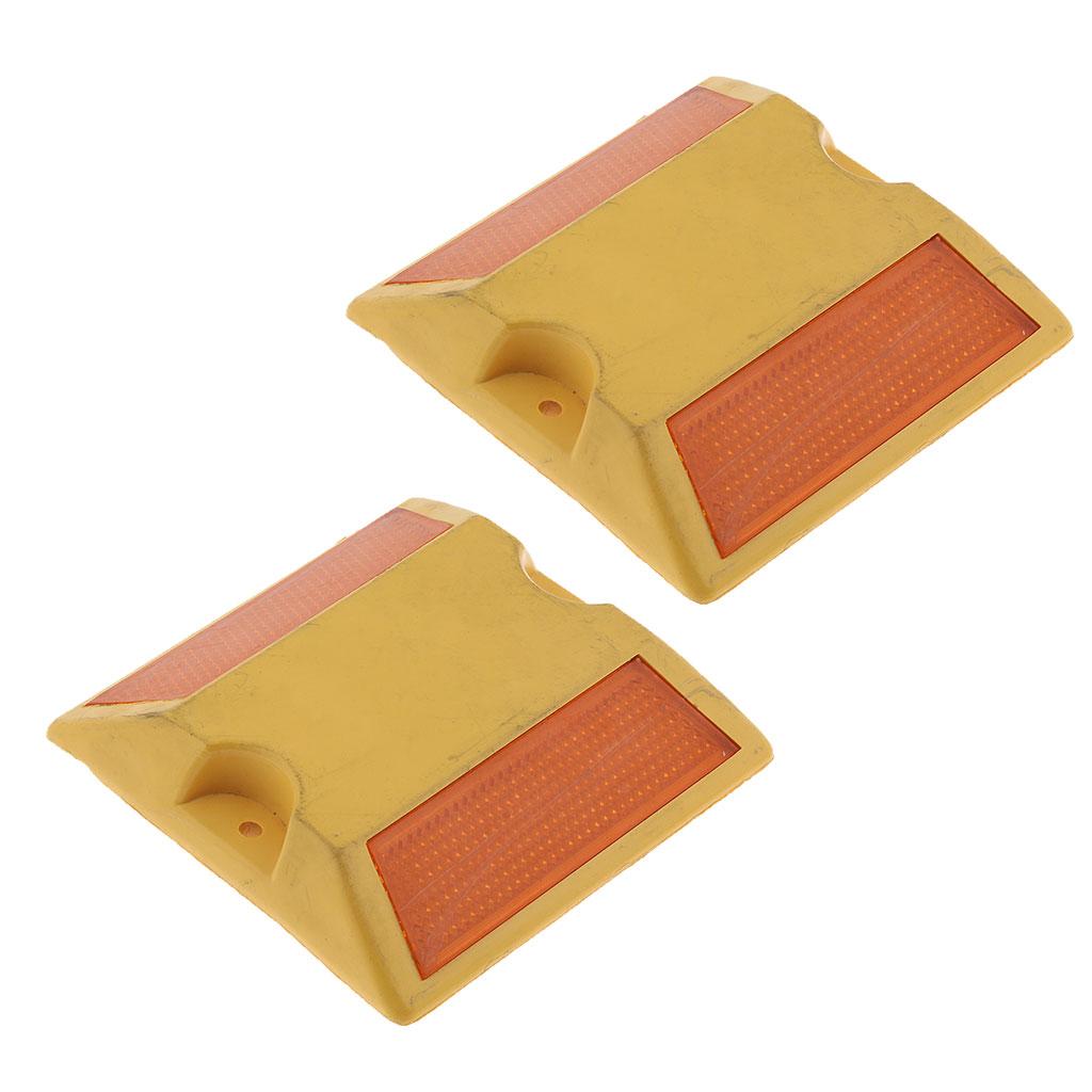 2Pcs Commercial Reflective Road Pavement Marker Reflective Road Sign, Yellow