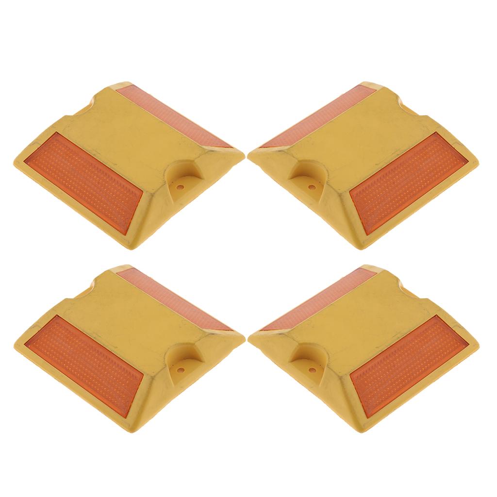 4Pcs Commercial Reflective Road Pavement Marker Reflective Road Sign, Yellow