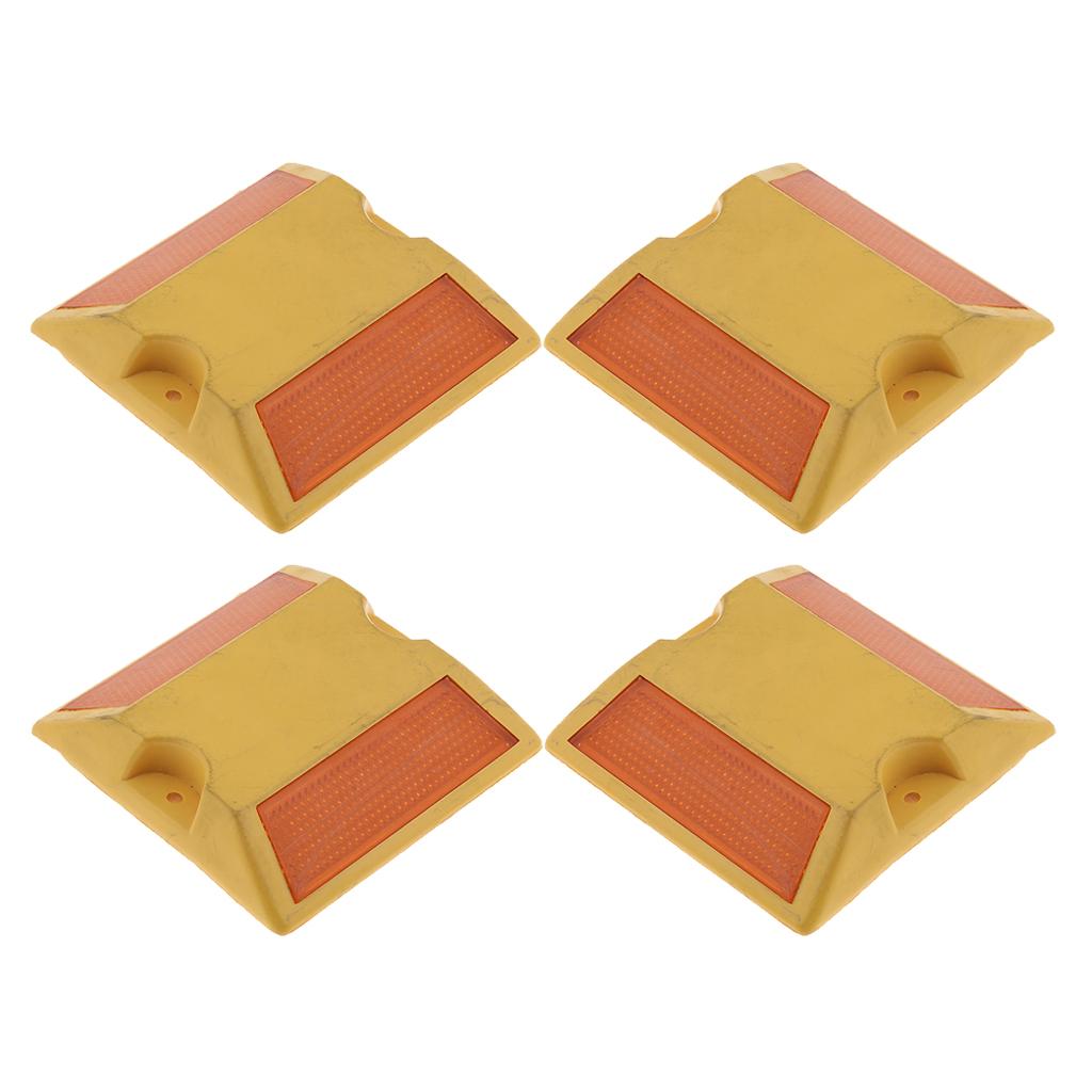 4Pcs Commercial Reflective Road Pavement Marker Reflective Road Sign, Yellow