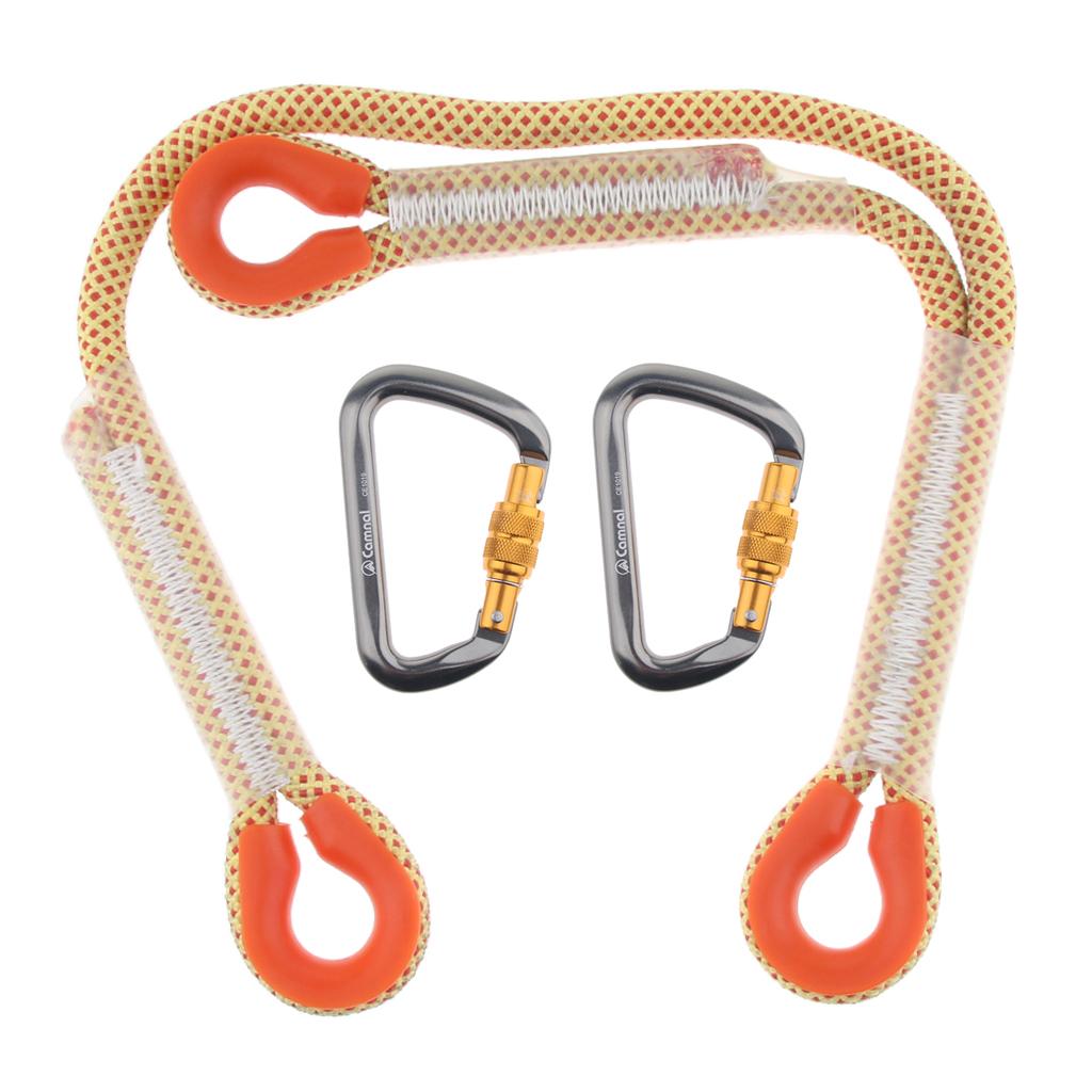 11mm Rock Climbing Nylon Pre-sewn Prusik Loop Y Lanyard with 2pcs Carabiner