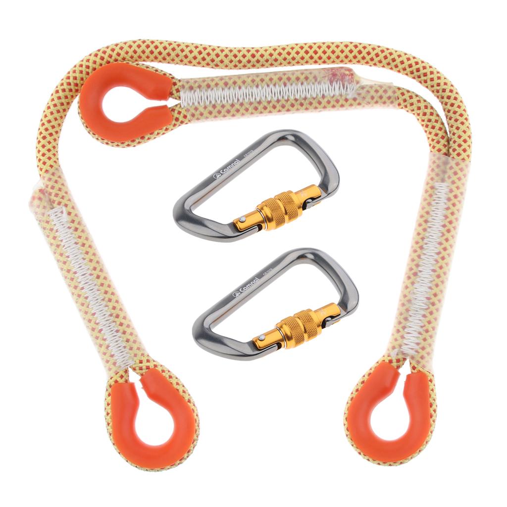 11mm Rock Climbing Nylon Pre-sewn Prusik Loop Y Lanyard with 2pcs Carabiner