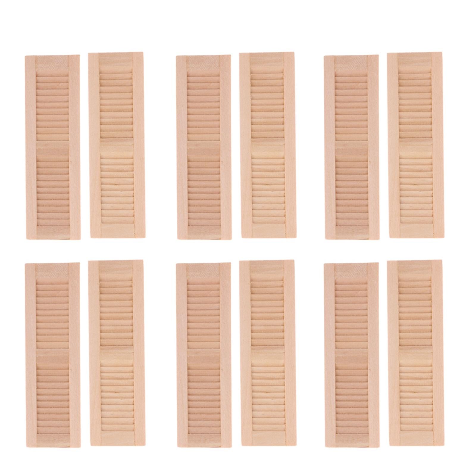 12Pcs 1/12 Dollhouse Furniture Wooden Shutters DIY Window Accessory