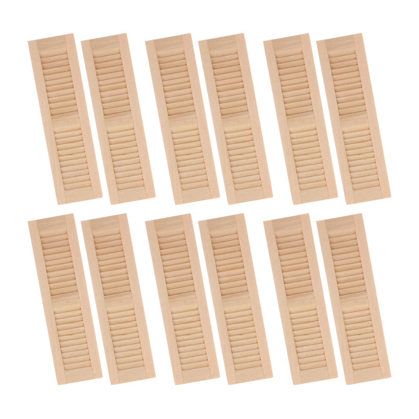 12Pcs 1/12 Dollhouse Furniture Wooden Shutters DIY Window Accessory