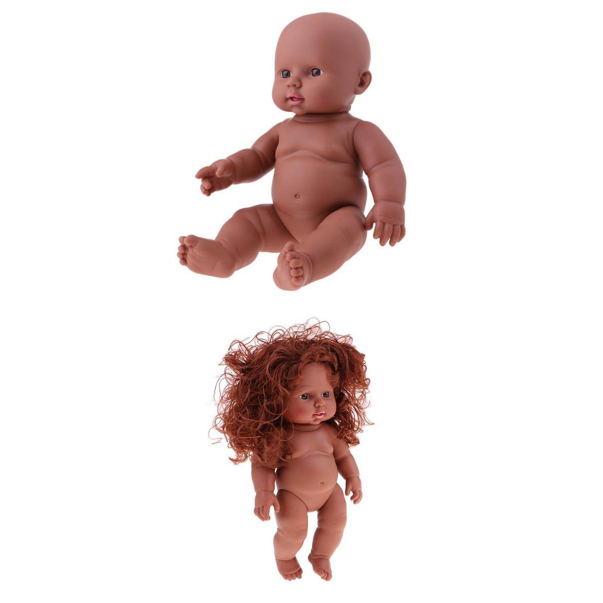 2pcs 30cm Cute Vinyl African Reborn Nude Baby Doll Model Kids Sleeping Toy