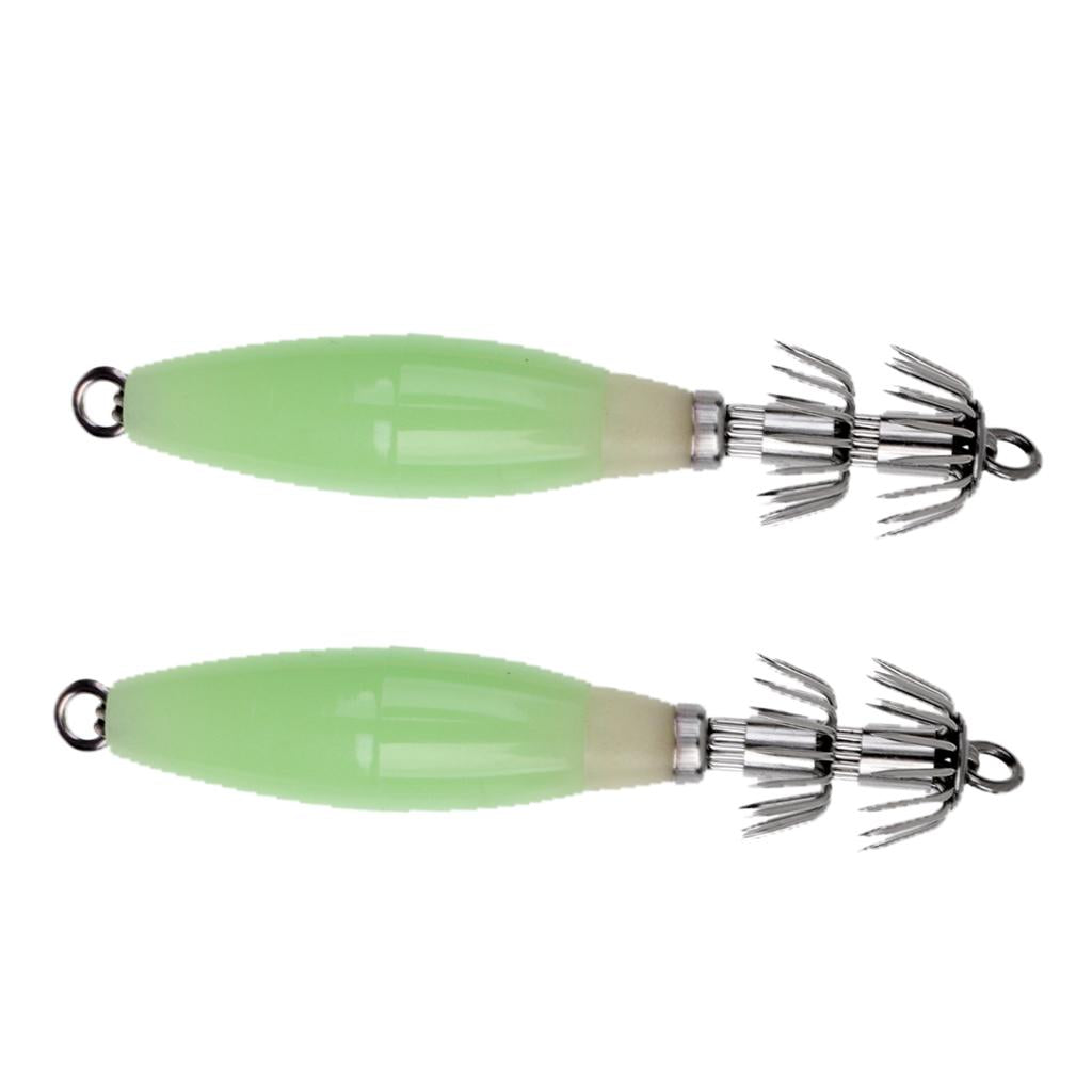 2pcs Luminous Octopus Squid Jig Hook 9.5cm/17g Saltwater Fishing Lure Bait