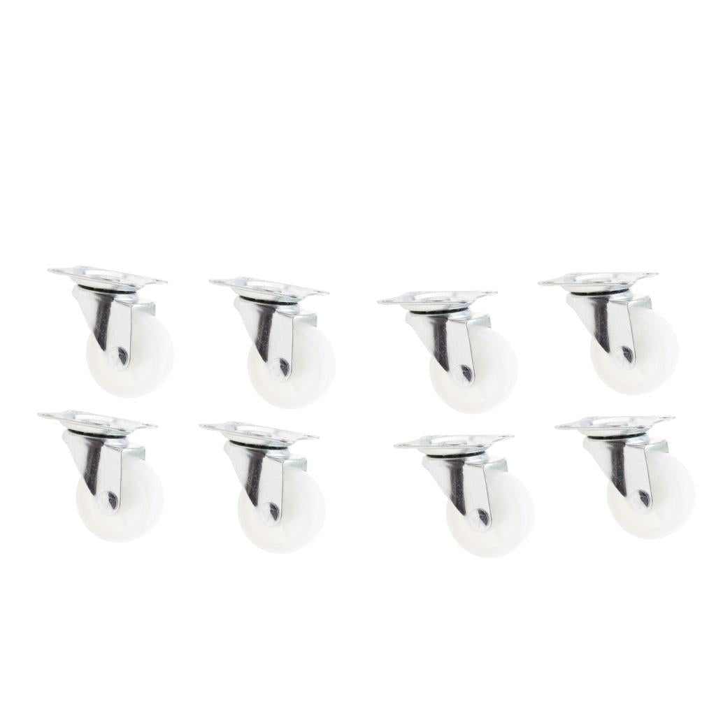 8Pieces Heavy Duty 1.5'' Swivel Castor Wheels Trolley Furniture Caster White