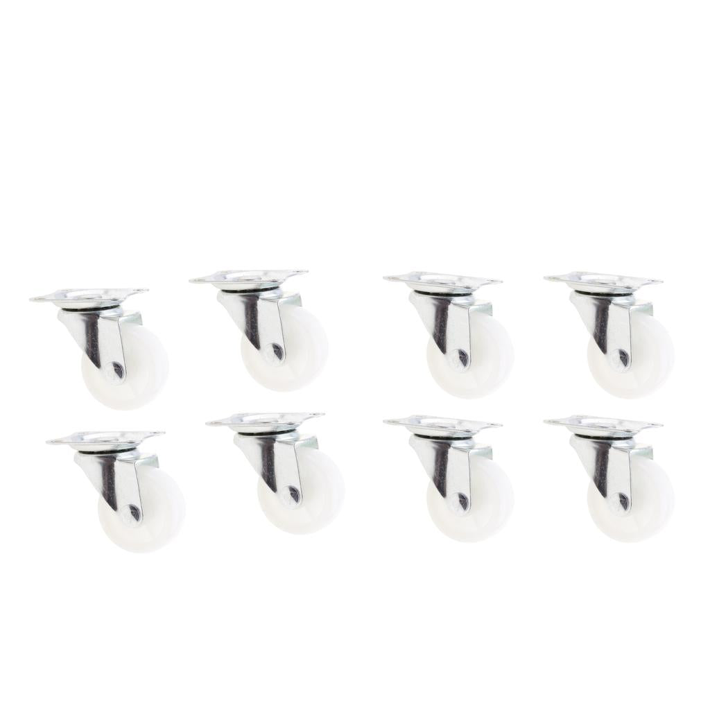 8Pieces Heavy Duty 1.5'' Swivel Castor Wheels Trolley Furniture Caster White