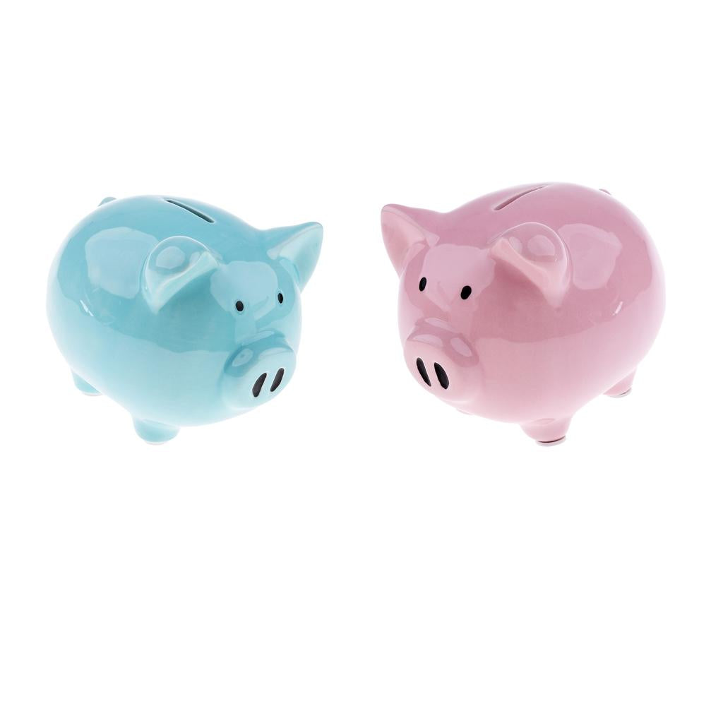 2Pcs Baby Ceramic Piggy Bank Coin Money Cash Collectible Saving Box Pig