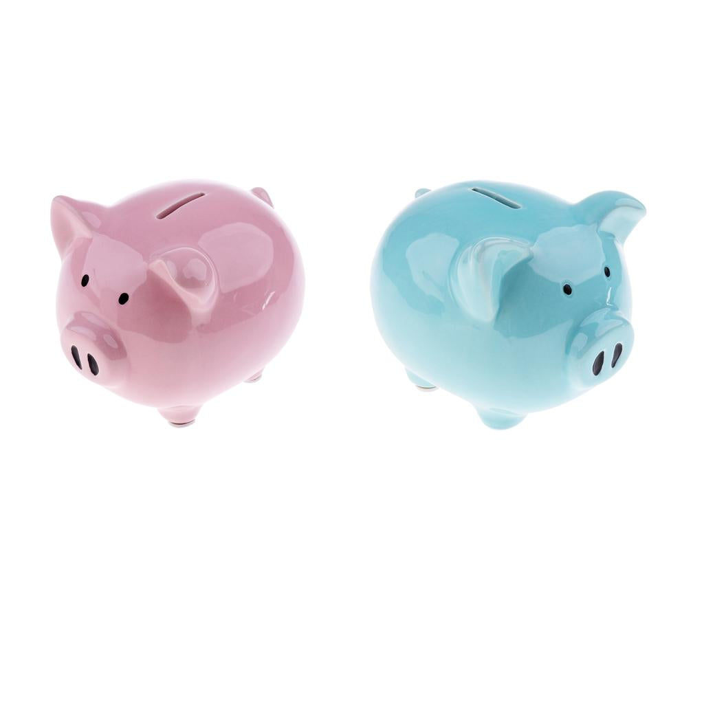 2Pcs Baby Ceramic Piggy Bank Coin Money Cash Collectible Saving Box Pig