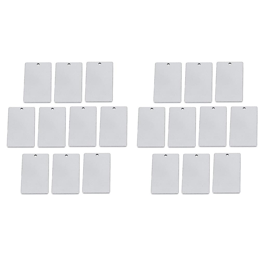20pcs Metal Flat Rectangle Blank Stamping Charms Tag Pendants 9x25mm