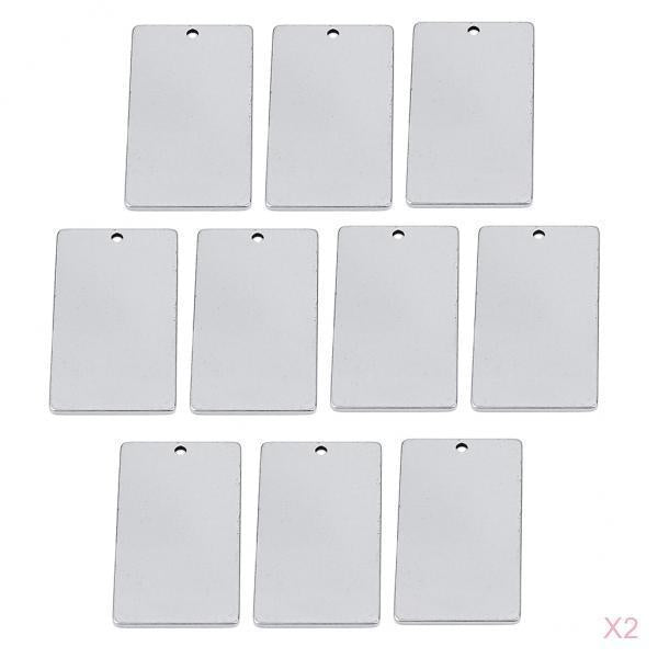 20pcs Metal Flat Rectangle Blank Stamping Charms Tag Pendants 9x25mm