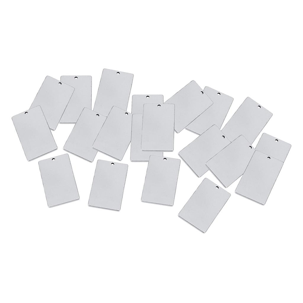 20pcs Metal Flat Rectangle Blank Stamping Charms Tag Pendants 9x25mm