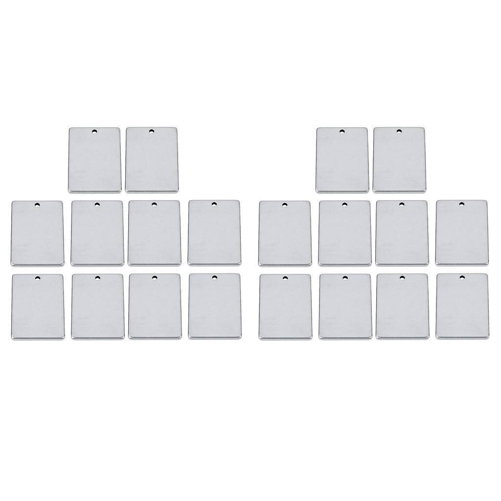 20pcs Metal Flat Rectangle Blank Stamping Charms Tag Pendants 20x30mm