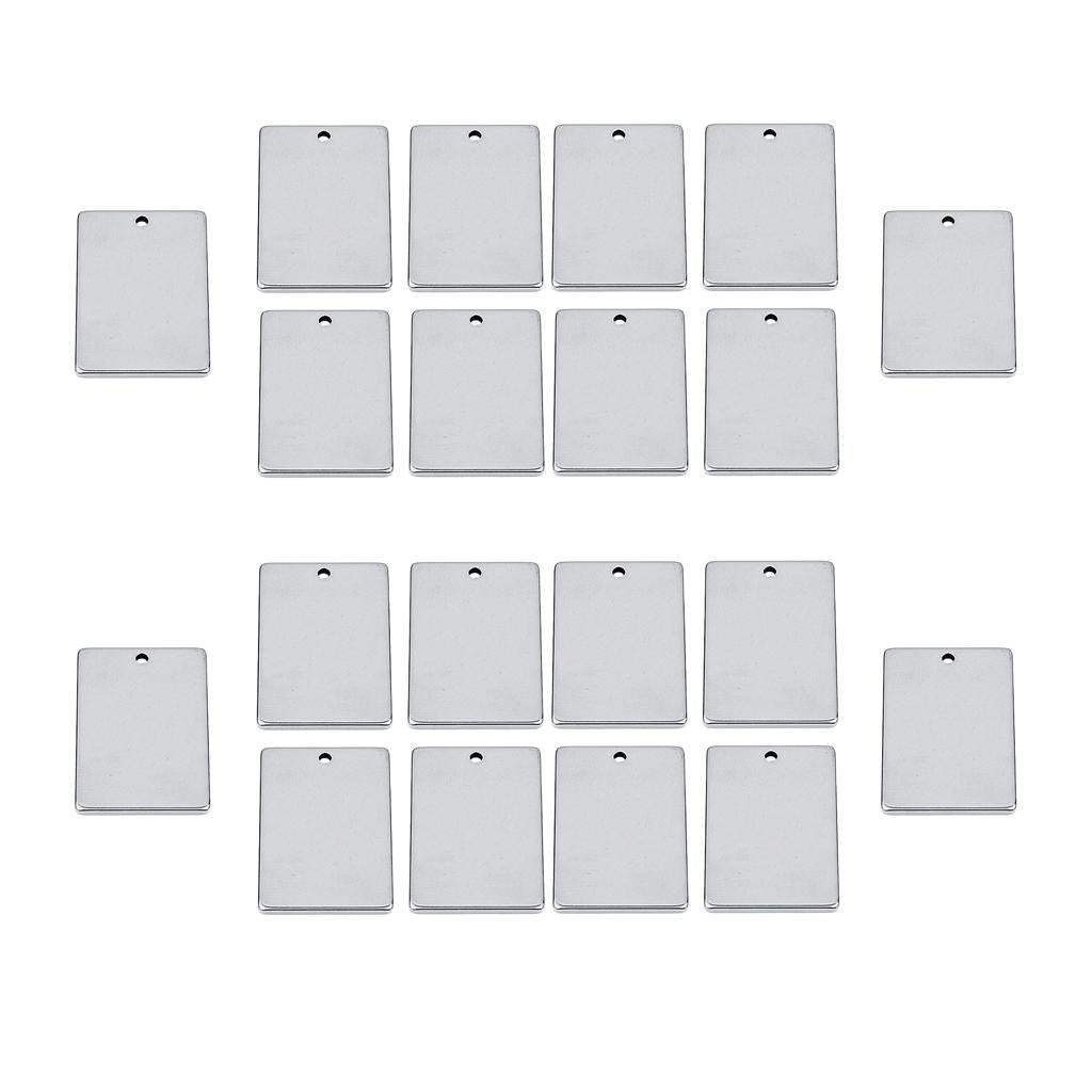 20pcs Metal Flat Rectangle Blank Stamping Charms Tag Pendants 20x30mm