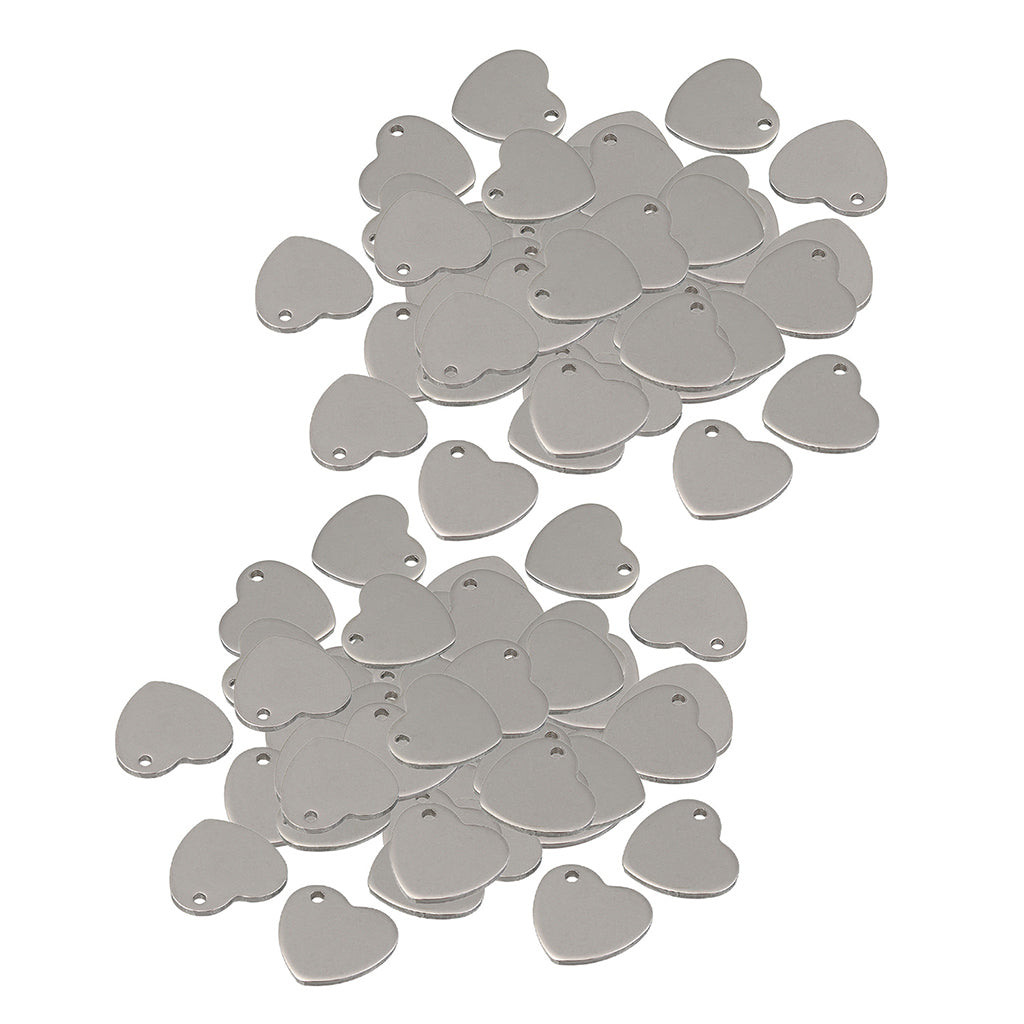 100x 14mm Metal Flat Heart Blank Stamping Charms Tag Pendants Jewelry Making