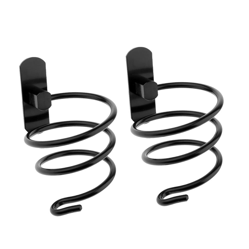 2x Hair Dryer Holder Rack Stand Storage Organizer Wall Stainless Steel Black
