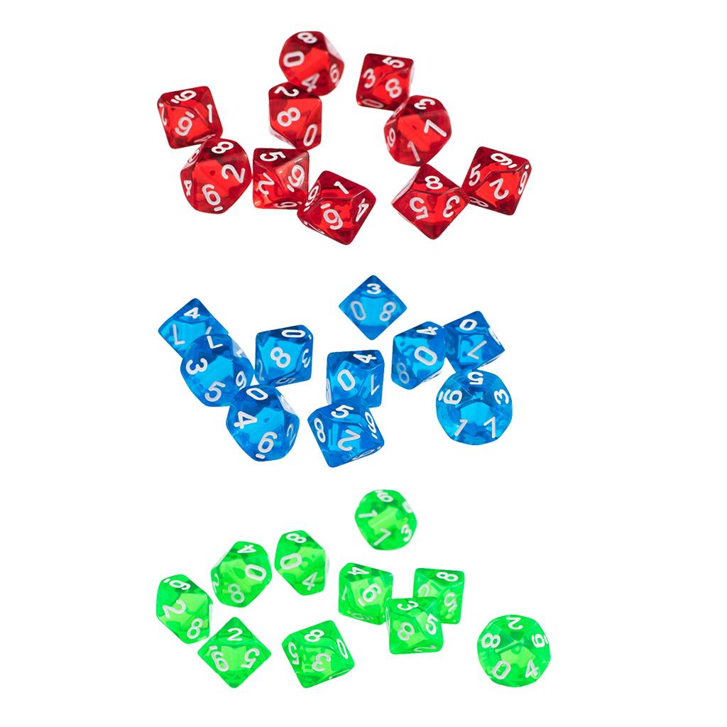 30Pcs 10 Sided Dice D10 Polyhedral Dice for Dungeons and Dragons RPG Toy