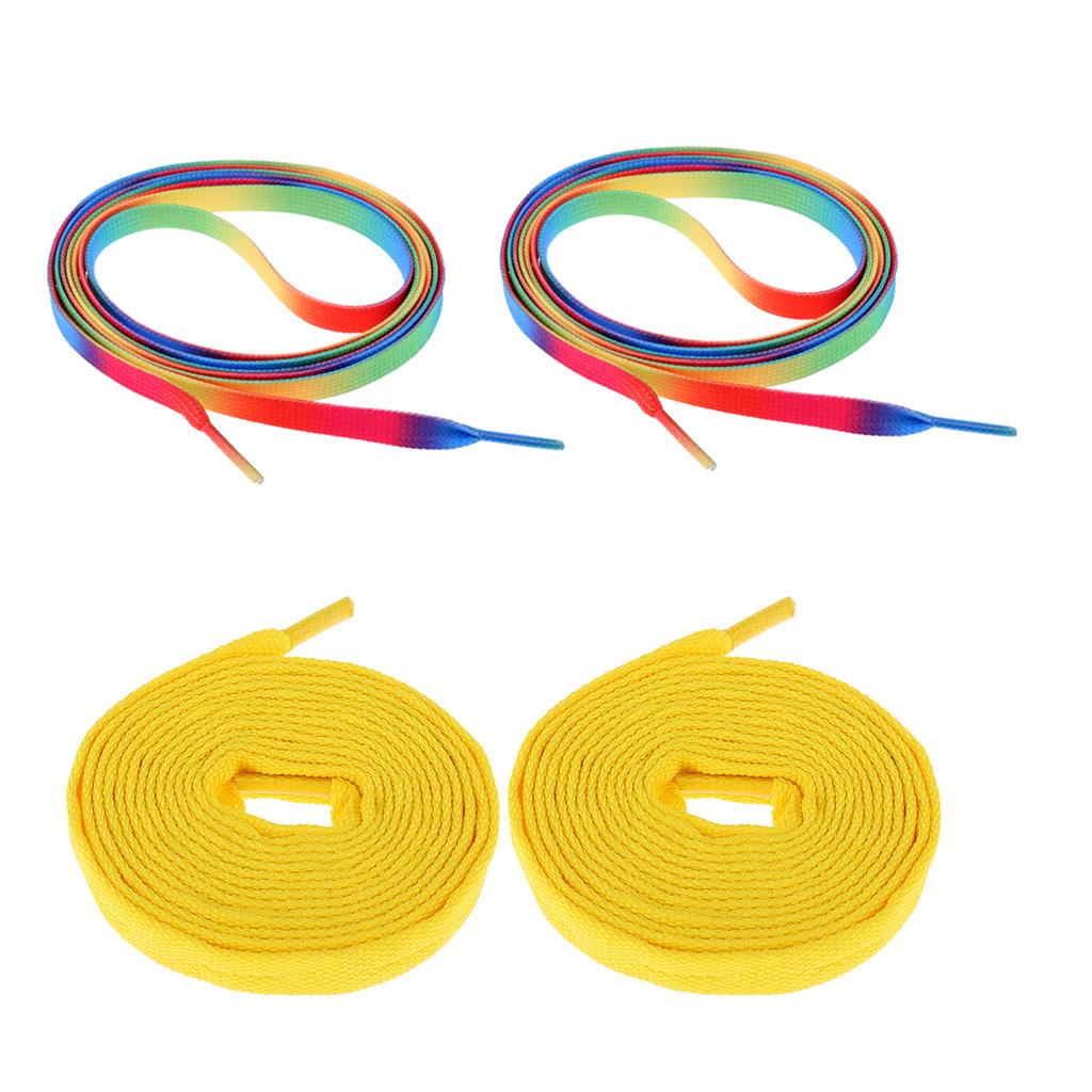 2 Pairs Roller Inline Skate Shoelaces Skates Strings Shoe Laces 180cm Yellow