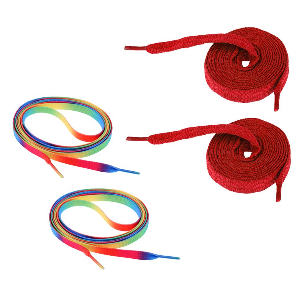 2 Pairs Roller Inline Skate Shoelaces Skates Strings Shoe Laces 180cm Red