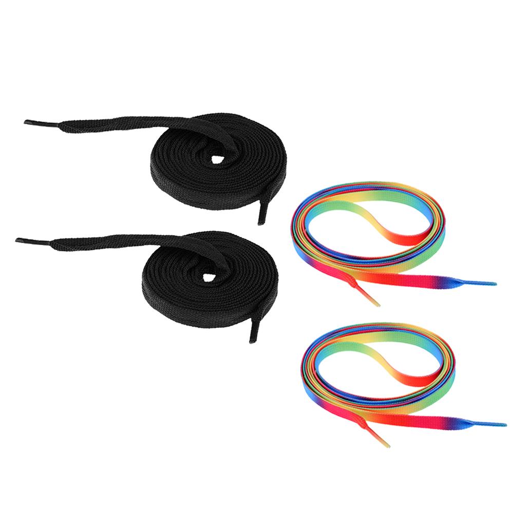 2 Pairs Roller Inline Skate Shoelaces Skates Strings Shoe Laces 180cm Black