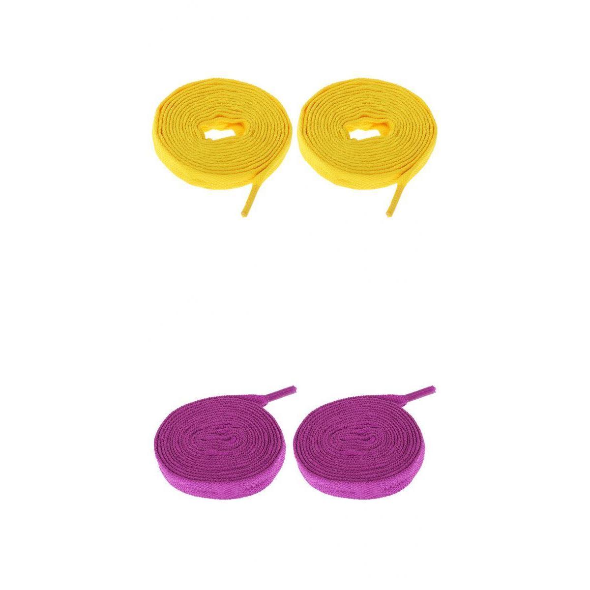 2 Pairs Replacement Skates Shoelaces Roller Skating Strings Purple Yellow