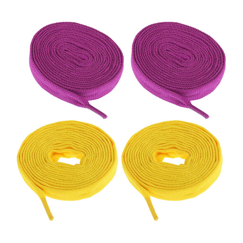 2 Pairs Replacement Skates Shoelaces Roller Skating Strings Purple Yellow
