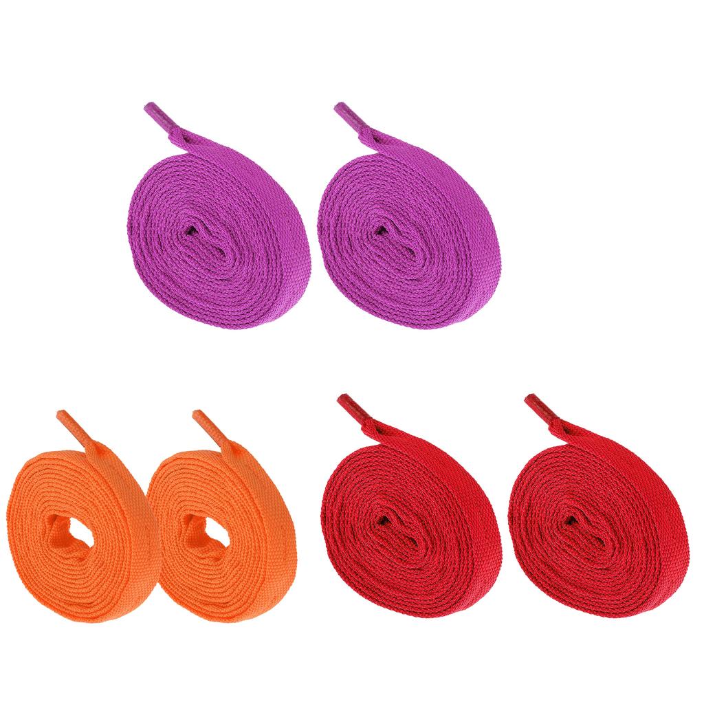 3 Pairs Skates Shoelaces Roller Inline Skate Boots Strings Red Orange Purple