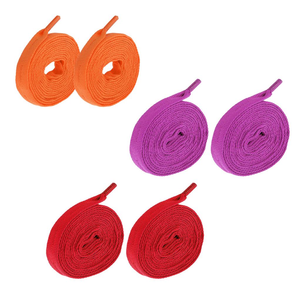 3 Pairs Skates Shoelaces Roller Inline Skate Boots Strings Red Orange Purple