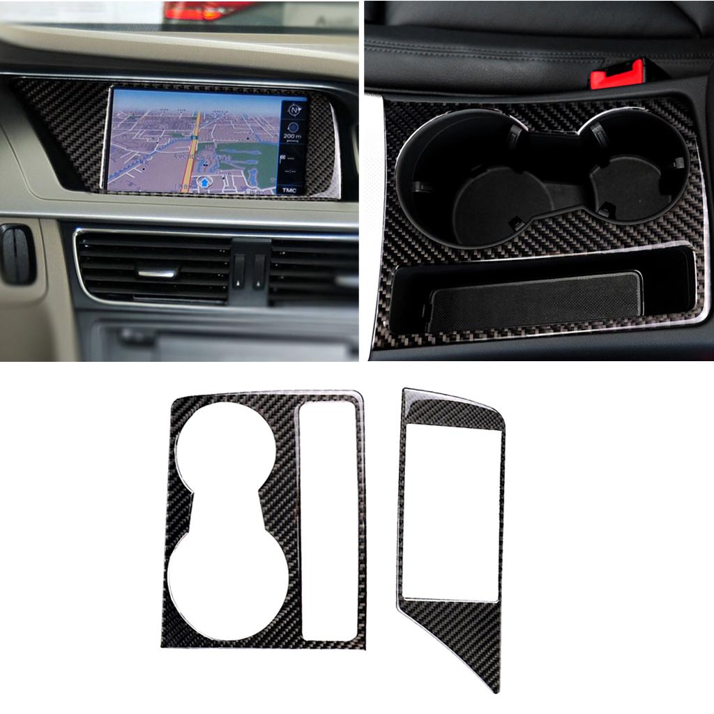 Carbon Fiber Car GPS Navigation Cup Holder Cover For Audi A4 B8 A5 09-16