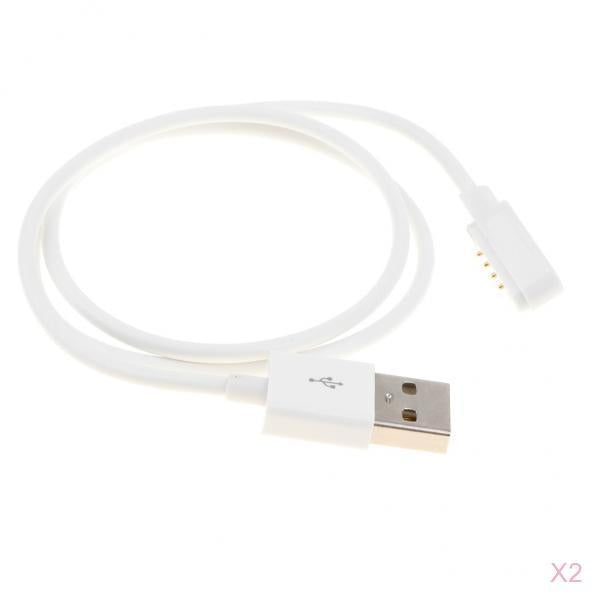 2 Pcs USB 2.0 to 4 PIN Magnetic Cable Charger Cord For Smart Watch Bracelet