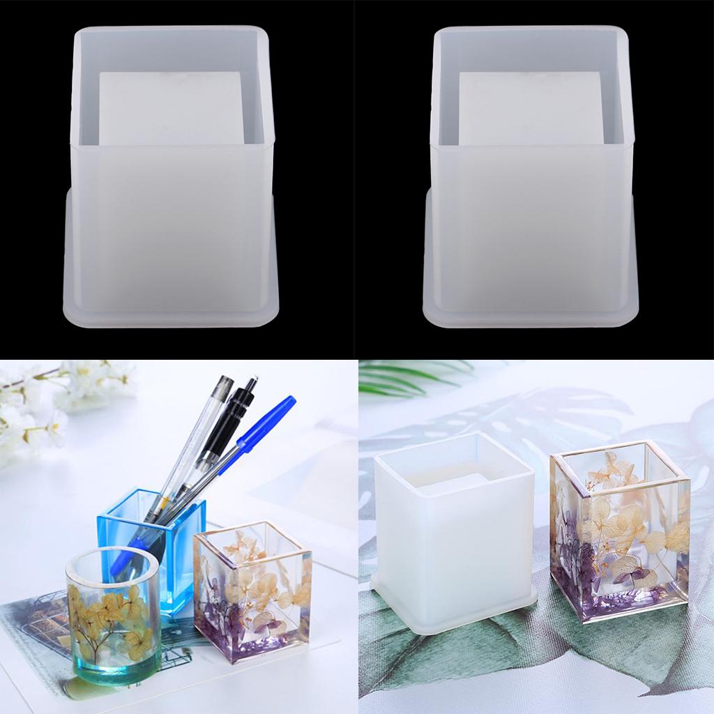 2 Square Silicone Mold Brush Pot DIY Resin Casting Jewelry Making Mould Tool
