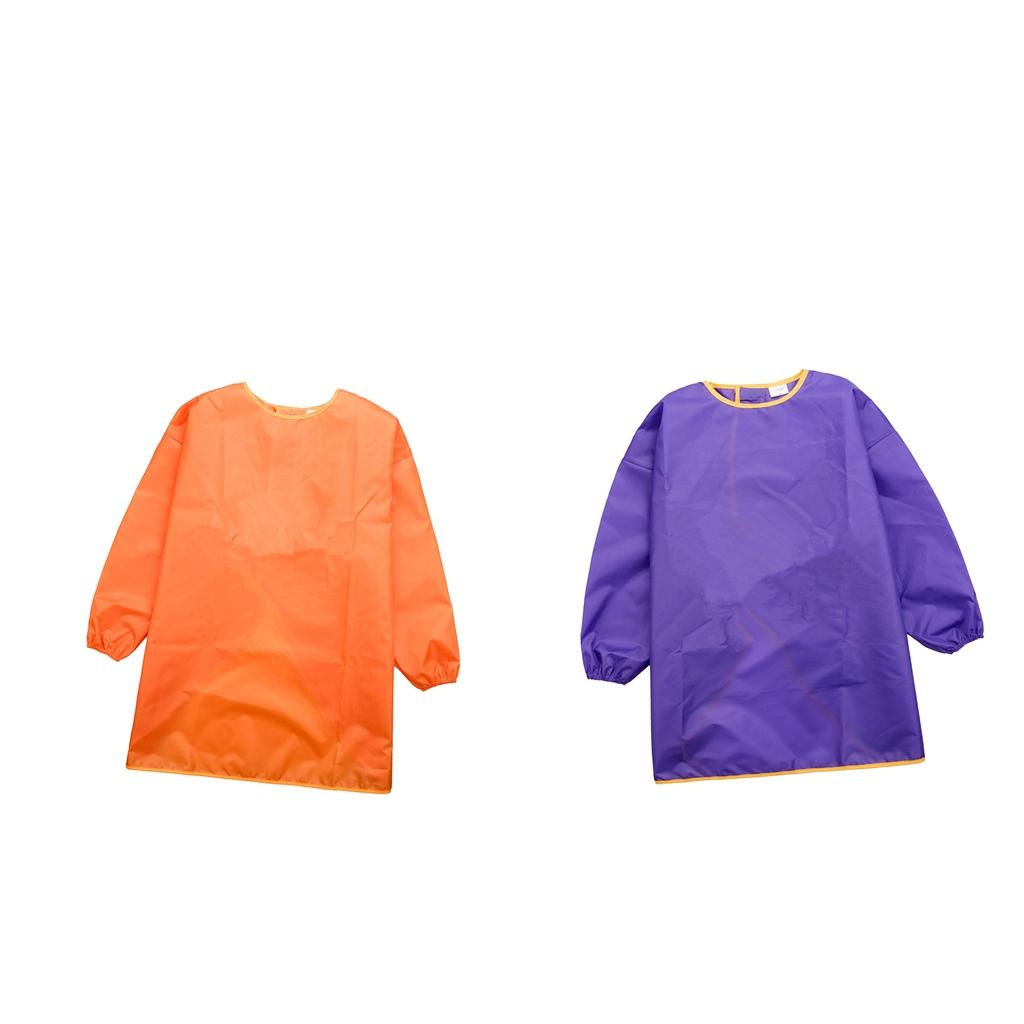 2Pcs Children Long Sleeve Drawing Painting Waterproof Smock orange purple